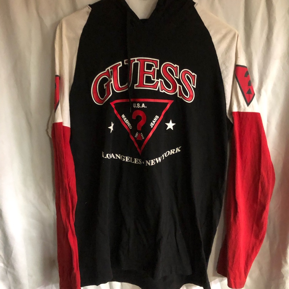 Guess Black and Red Sweatshirt Hoodie